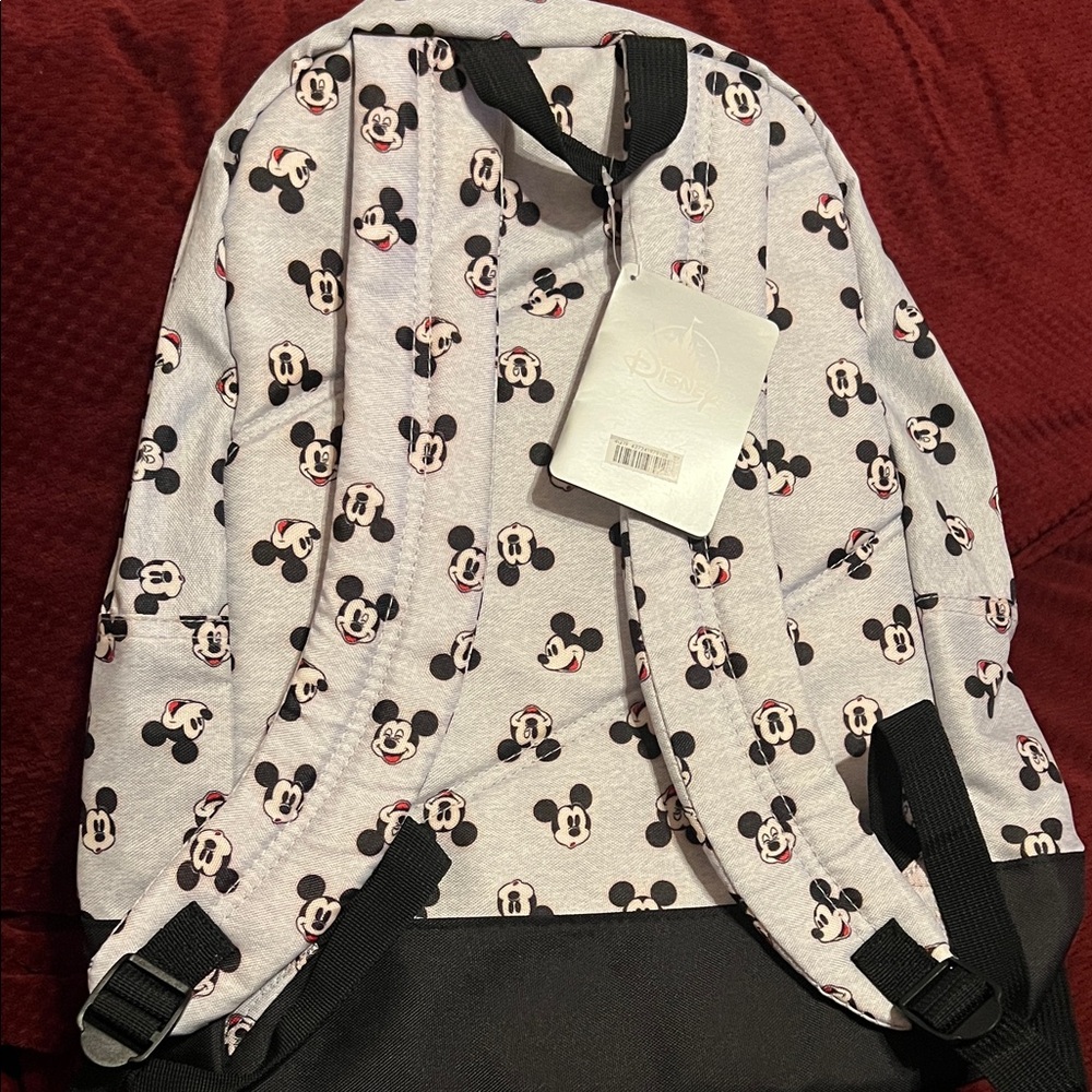 Disney Mickey Mouse Patterned Backpack In Gray An… - image 2